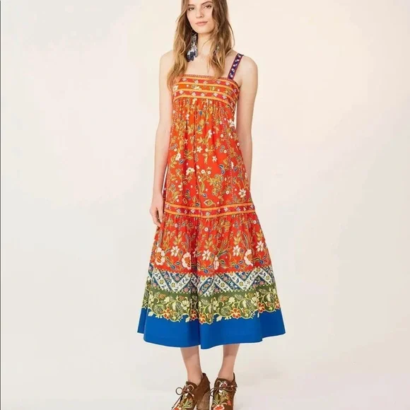 tory burch embroidered boho dress Tory Burch Women's Printed Silk Dress – Saint Bernard main image 1